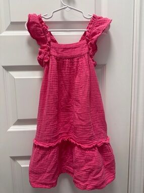 Tucker & Tate Girls Pink Ruffle Sleeve Cotton Dress (Size: 5)